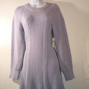 Anthropologie Lavender Cable Knit Sweater Dress sz Medium